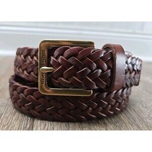 Vineyard Vines Men's Brown Woven Flat Braided Leather Belt - Size 38 MSRP $98
